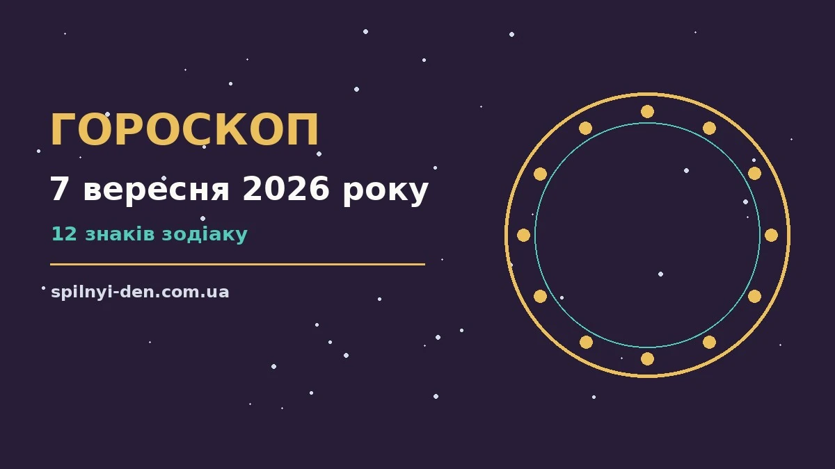 Космічна ілюстрація зі знаками зодіаку на фоні ранкового неба, що символізує гороскоп на 7 вересня 2026 року
